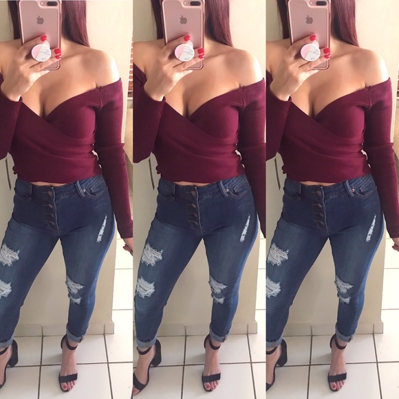 ‘COMET’ Ribbed Knit | Burgundy - Picture 1 of 2